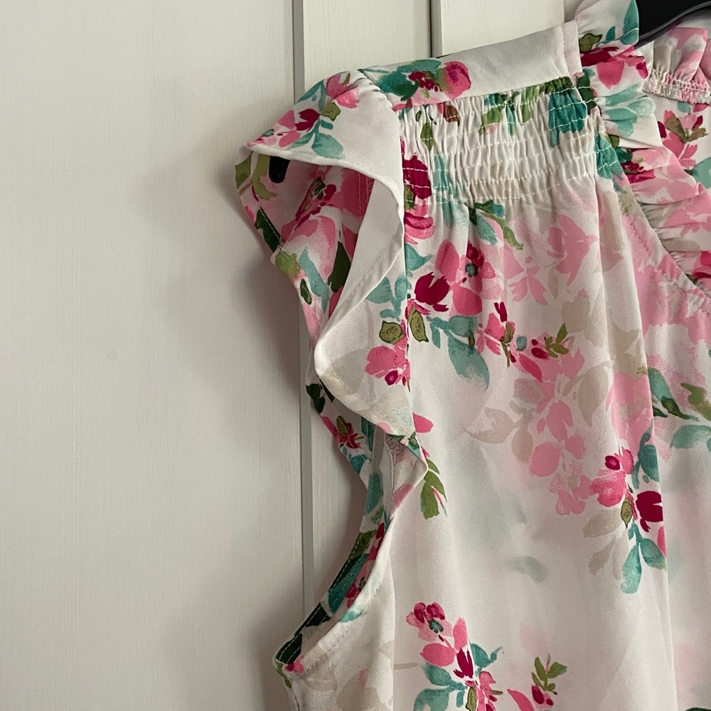 Counterparts Pink and Green Floral Blouse - Picture 3 of 5